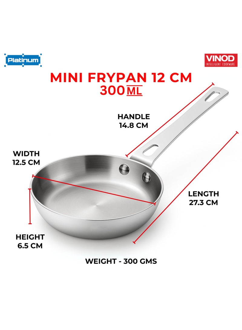 VINOD مقلاة صغيرة من الفولاذ المقاوم للصدأ ثلاثي الطبقات بلاتينيوم - 12 سم، تصميم مدمج، مقلاة متعددة الاستخدامات صديقة للحرارة، مثالية للطهي اليومي، التadka، الشواء، العجة - - Image 3